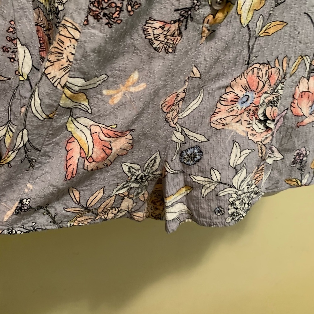 Rue 21 Floral Button Long sleeve Short Romper -187 - Picture 4 of 7